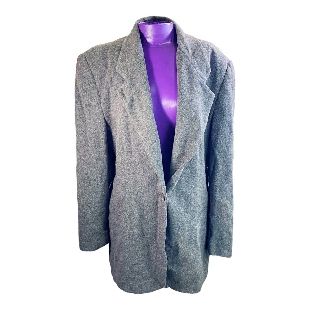 Ann Taylor vintage grey women’s single button wool cashmere blend blazer 12